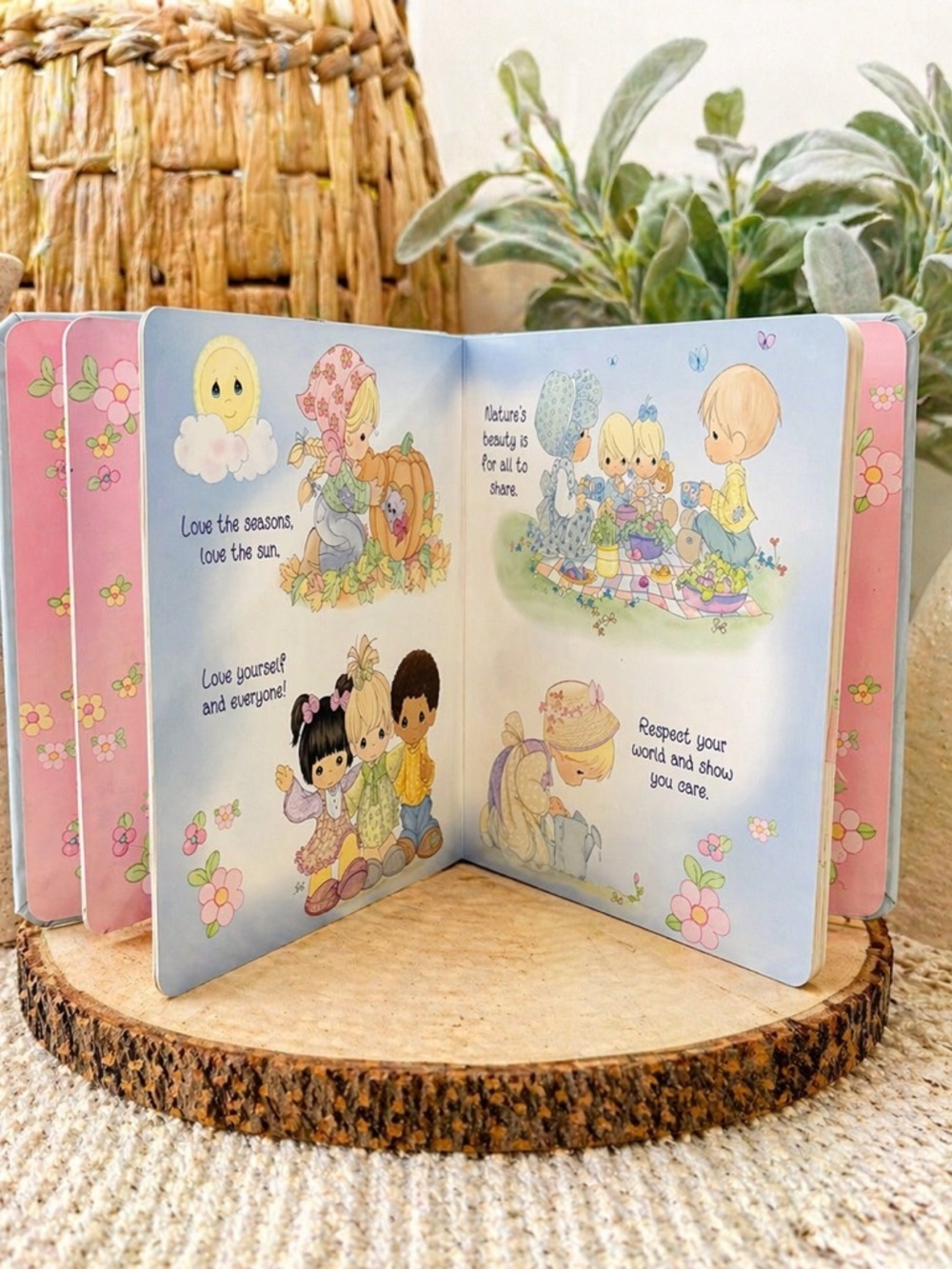 Vintage Precious Moments Children's Board Book - Pastel Pink & Blue